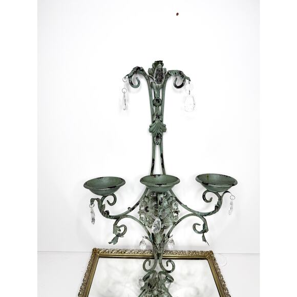 Candelabra Chandelier Wall Sconce 3 Candle Holder with Crystal Drops Lightweight